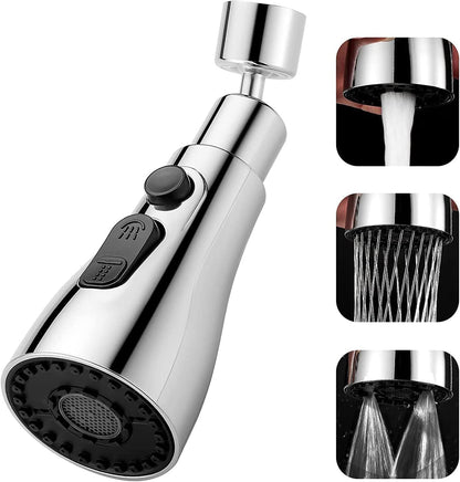 360° Flexible Kitchen Tap Extender – 3-Mode Water Saving Faucet Attachment