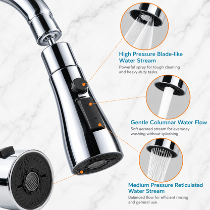 360° Flexible Kitchen Tap Extender – 3-Mode Water Saving Faucet Attachment