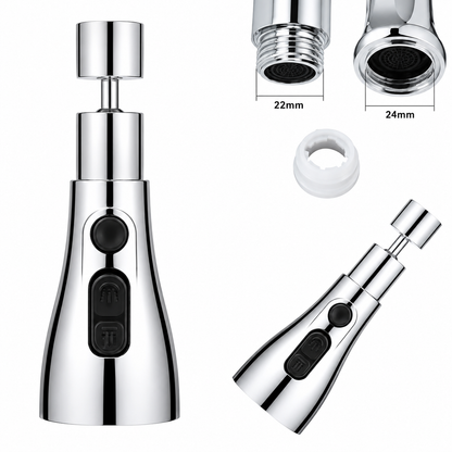 360° Flexible Kitchen Tap Extender – 3-Mode Water Saving Faucet Attachment