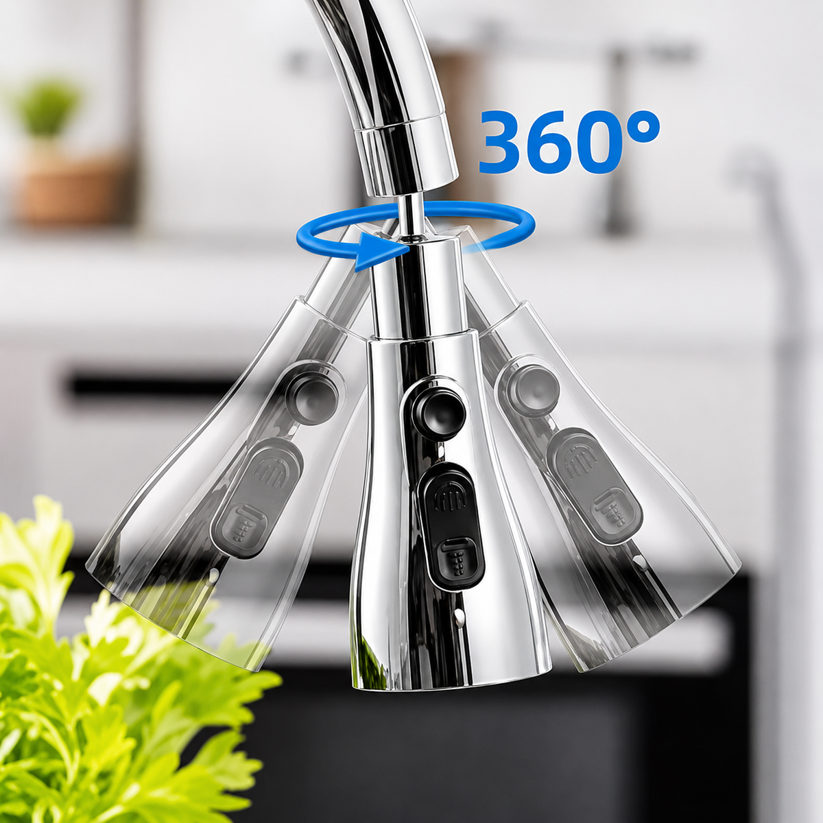 360° Flexible Kitchen Tap Extender – 3-Mode Water Saving Faucet Attachment