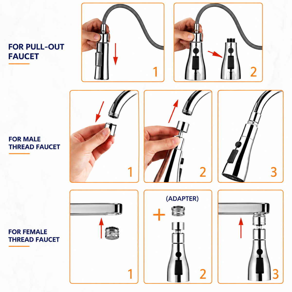 360° Flexible Kitchen Tap Extender – 3-Mode Water Saving Faucet Attachment